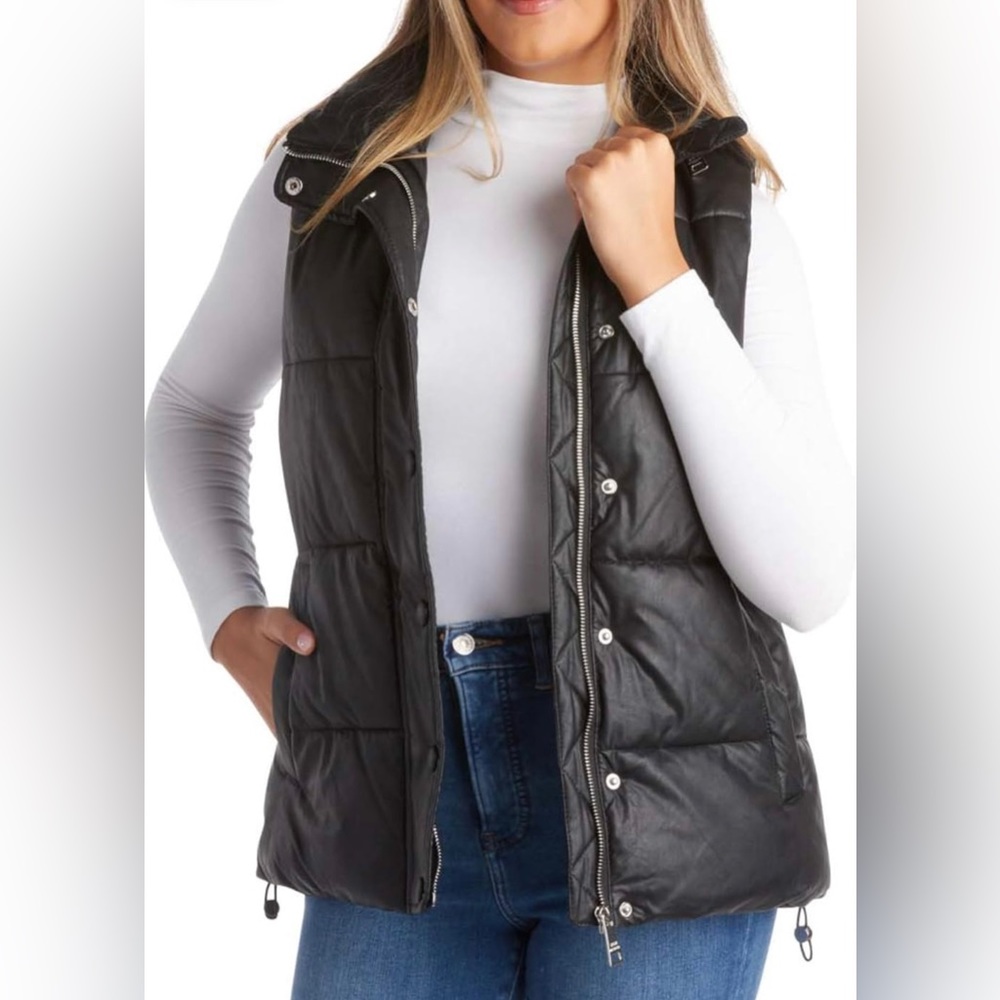 NWT Steve Madden Puffer Vest Medium M Black zipper